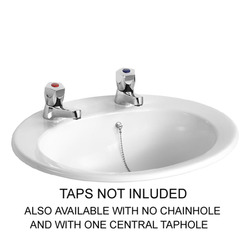 Sandringham White No Chain Hole 21 50cm Countertop Basin 2h