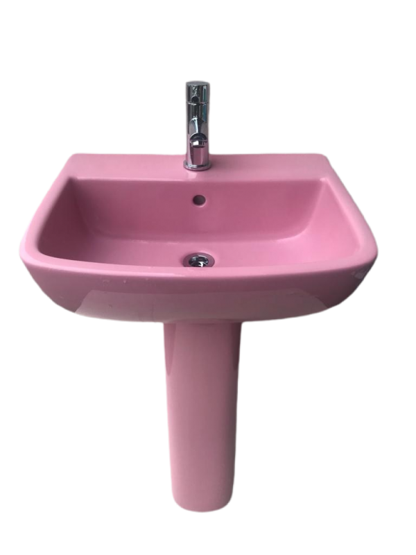 Flamingo_pink_Square_basin_and_pedestal
